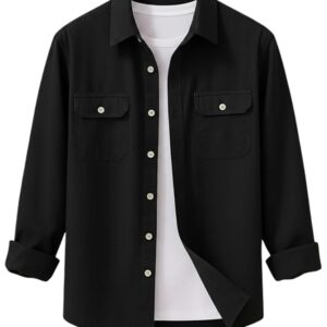 DEELMO Men’s Stylish Cotton Blend Casual Shirt || Full Sleeve Button-Down Shirt with Dual Flap Pockets || Comfortable Breathable Fabric || Perfect for Casual Office and Outing Wear