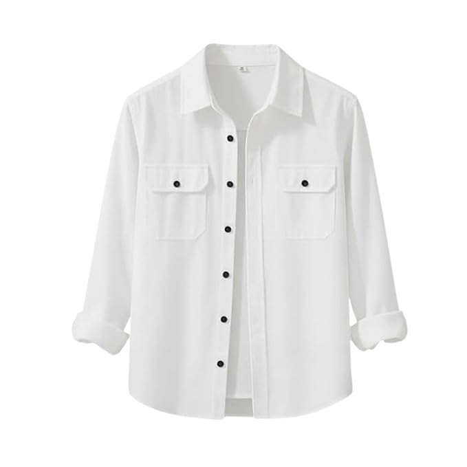 DEELMO Men’s Stylish Cotton Blend Casual Shirt || Full Sleeve Button-Down Shirt with Dual Flap Pockets || Comfortable Breathable Fabric || Perfect for Casual Office and Outing Wear - Image 3
