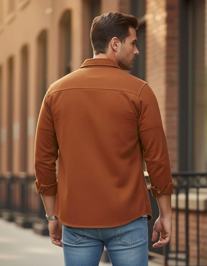 DEELMO Men’s Stylish Cotton Blend Casual Shirt || Full Sleeve Button-Down Shirt with Dual Flap Pockets || Comfortable Breathable Fabric || Perfect for Casual Office and Outing Wear - Image 3