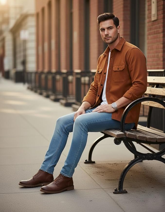 DEELMO Men’s Stylish Cotton Blend Casual Shirt || Full Sleeve Button-Down Shirt with Dual Flap Pockets || Comfortable Breathable Fabric || Perfect for Casual Office and Outing Wear - Image 5
