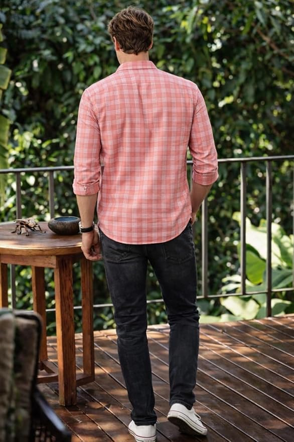 Louis Philippe Men's Slim Fit Premium Cotton Easy Care, Soft Handfeel Full Sleeve Checks Casual Shirt - Image 3